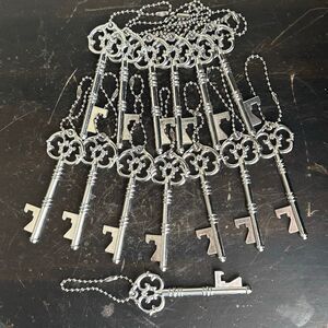Lot 14 Ornate Antique Style Skeleton Key Bottle Opener Silver Tone Gift Wedding